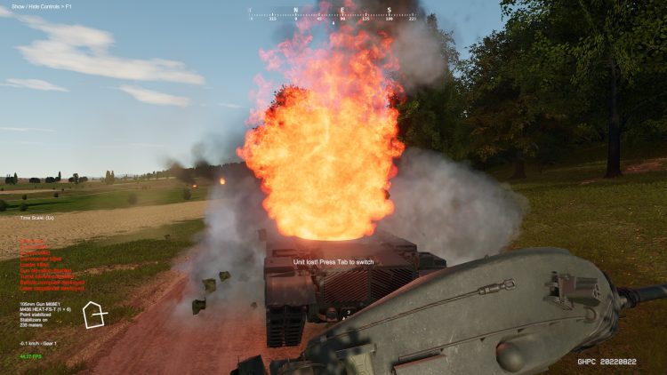 Gunner Heat PC: a brewed up M60 with the turret laying behind it