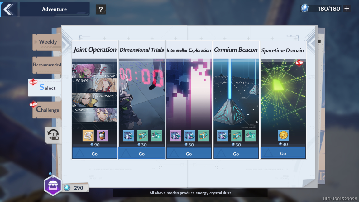 Vitality Missions Adventure Select Tower Of Fantasy best dailies