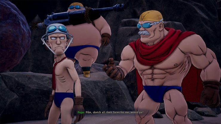 An image showing the Swimmer Gang, a colorful cast of enemy characters in the game Sand Land