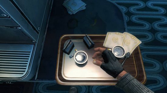 Best sex games: B.J. Blazkowicz has put two cups of freshly made hot coffee on a tray along with two little serviettes and two tiny snack boxes.