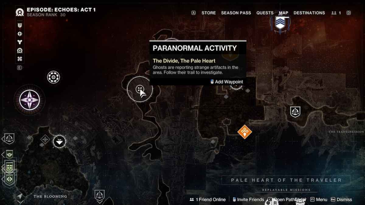 Destiny 2 Paranormal Activity The Divide Location