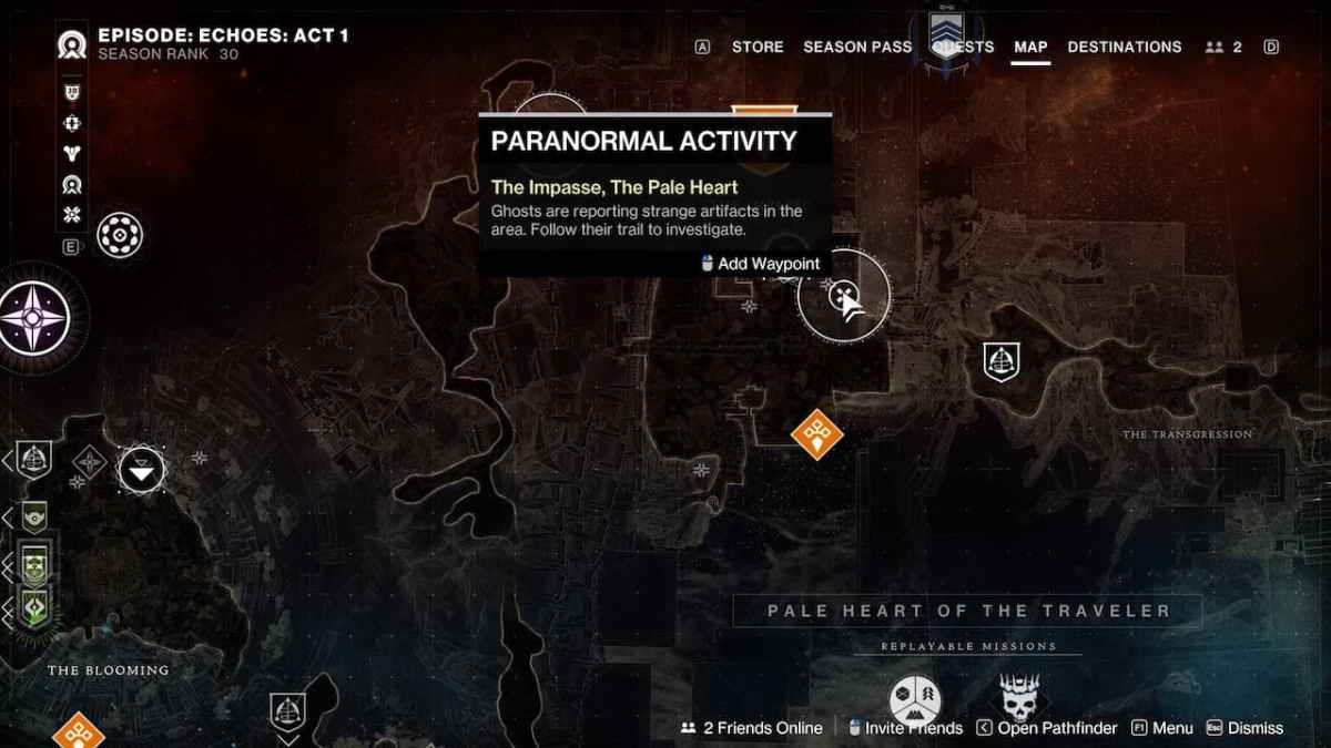 Destiny 2 Paranormal Activity The Impasse Location