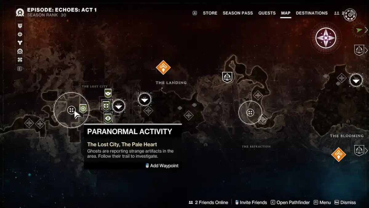 Destiny 2 Paranormal Activity The Lost City Location