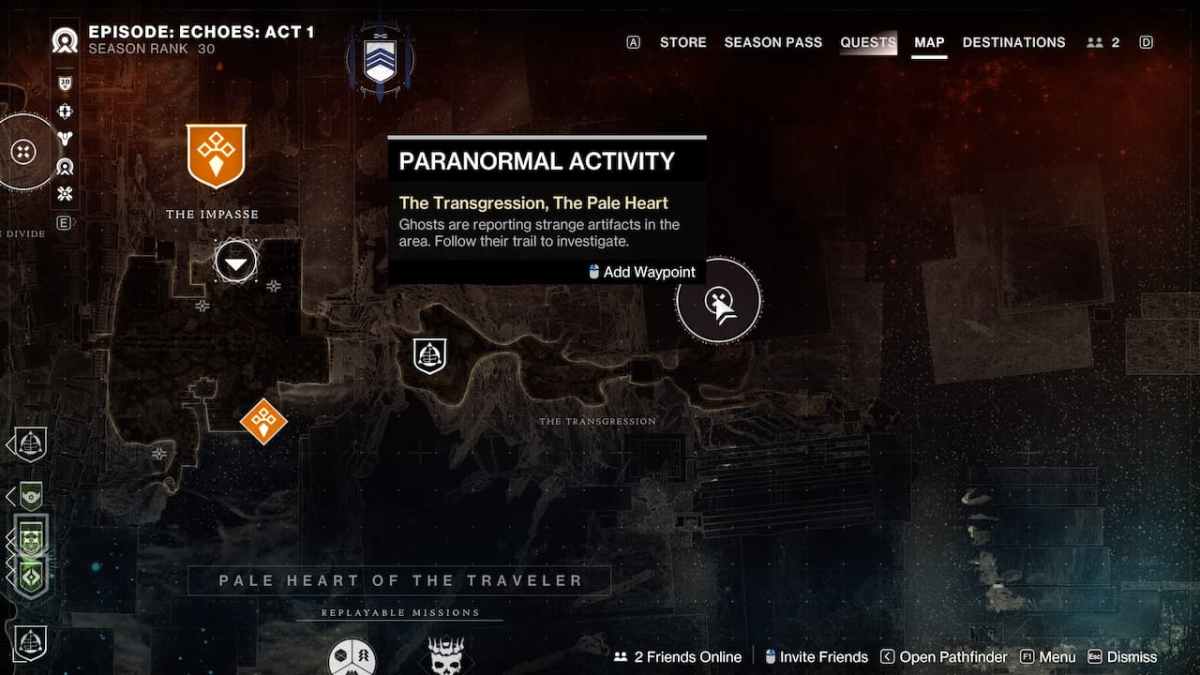 Destiny 2 Paranormal Activity The Transgression Location