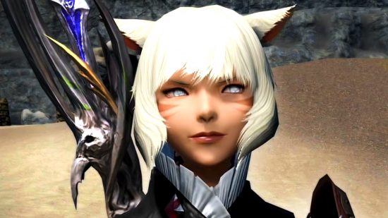 FFXIV server status - Y'shtola Rhul, a white-haired catgirl with milky-white eyes