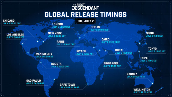 The full map of release times for The First Descendant.