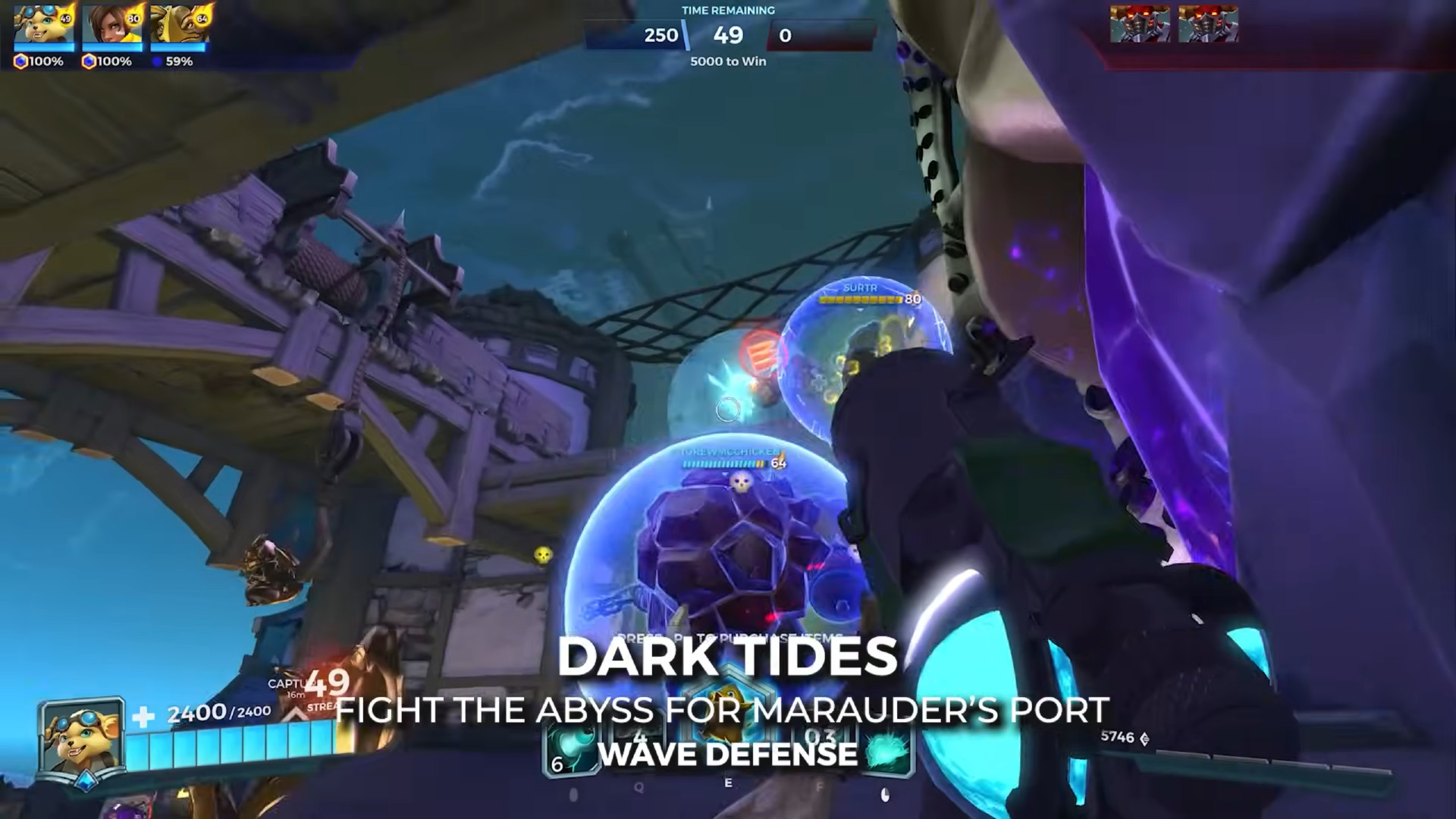 Paladins - The new Wave Defense mode in the Dark Tides scenario.