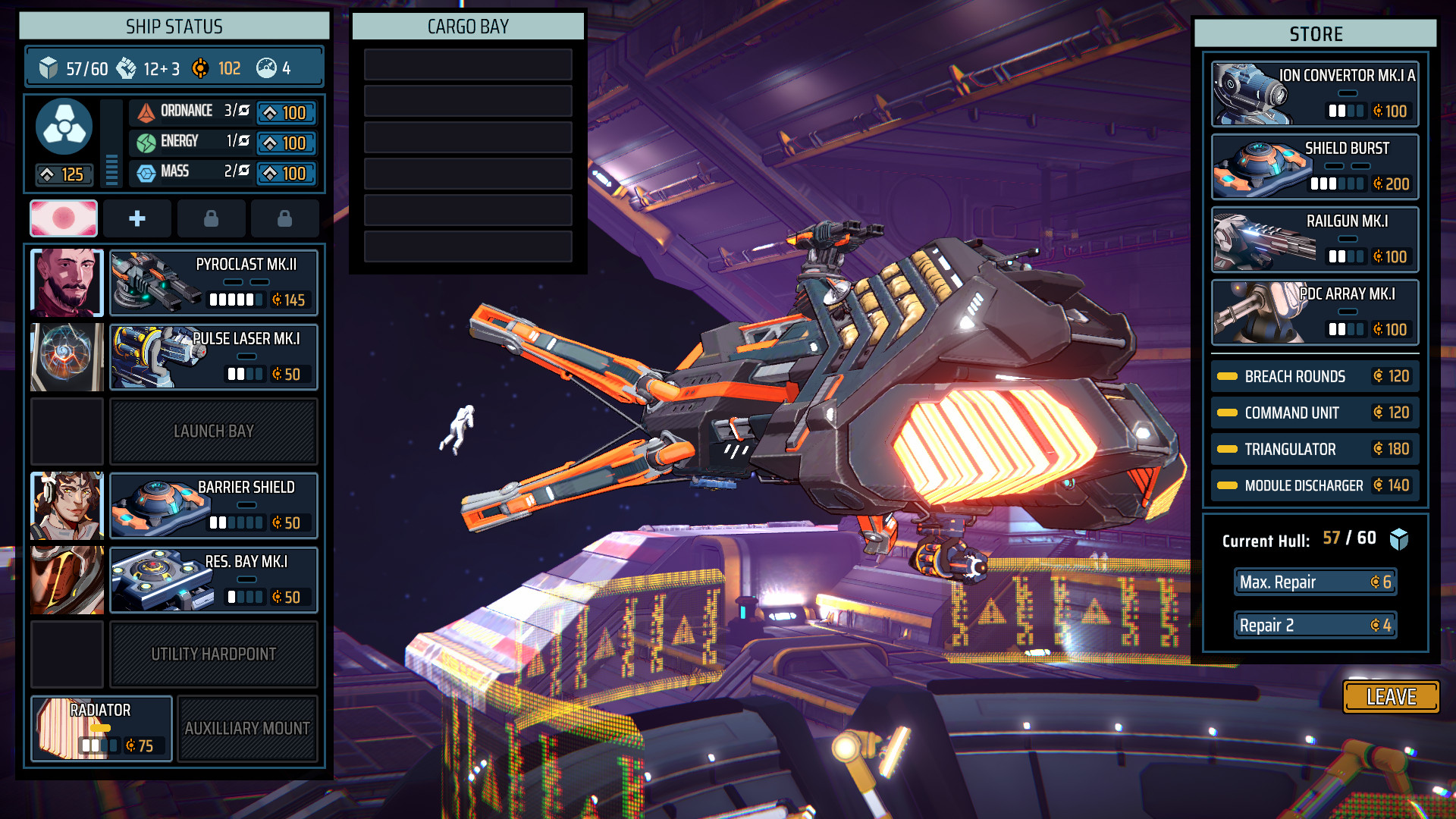 New Steam roguelike Breachway is out now - Managing your ship crew and equipment in the hangar.