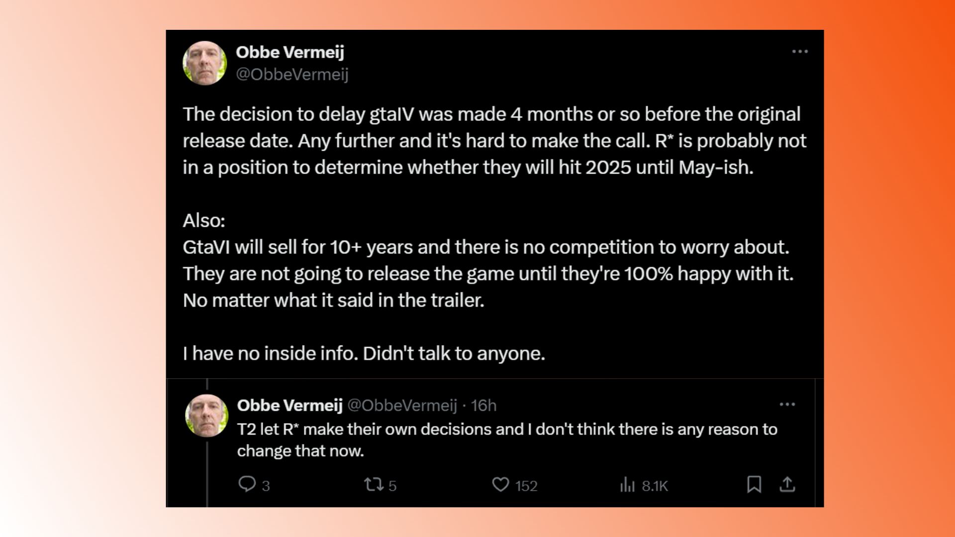 GTA 6 Rockstar delay decision: a set of tweets from former GTA dev Obbe Vermeij