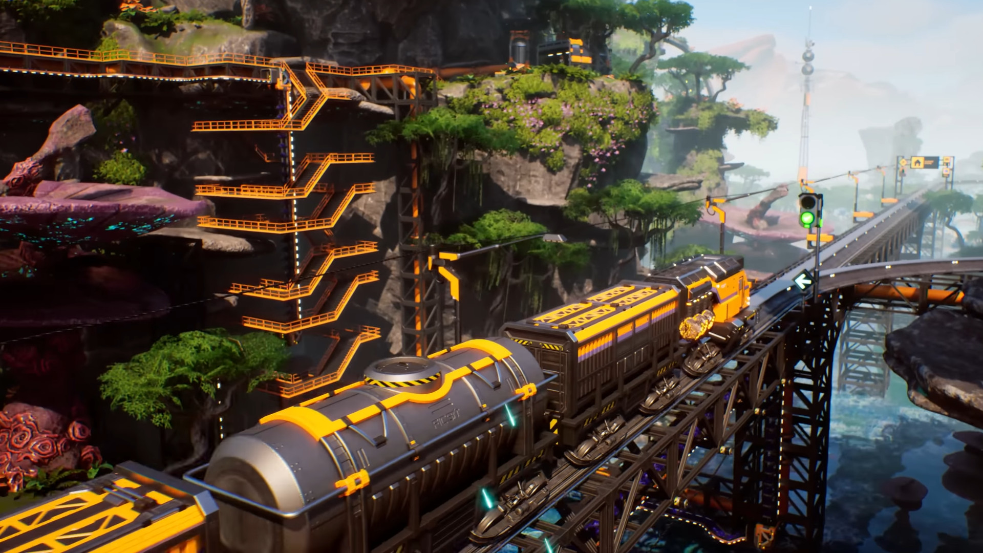 Satisfactory 1.0 - A railway in action.