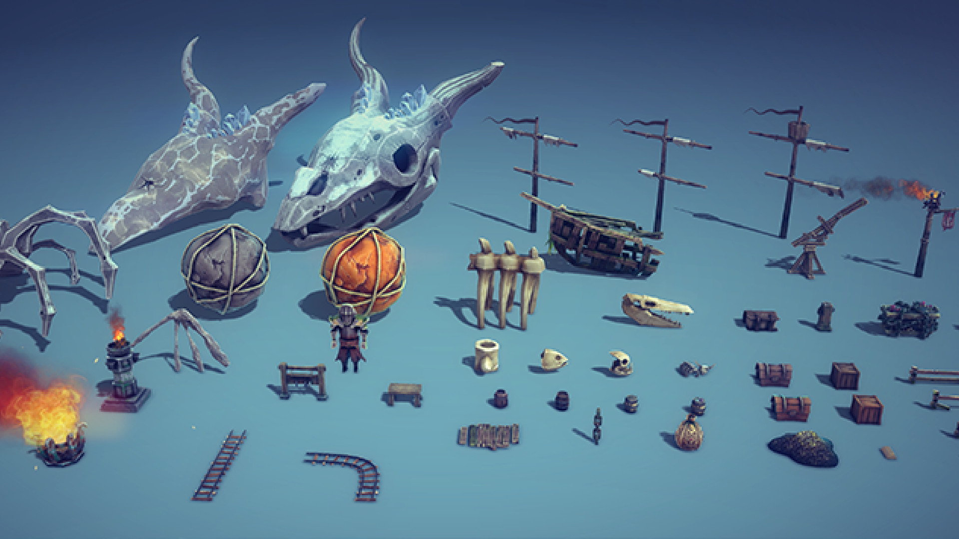 Besiege - Some of the new props added to the level editor.