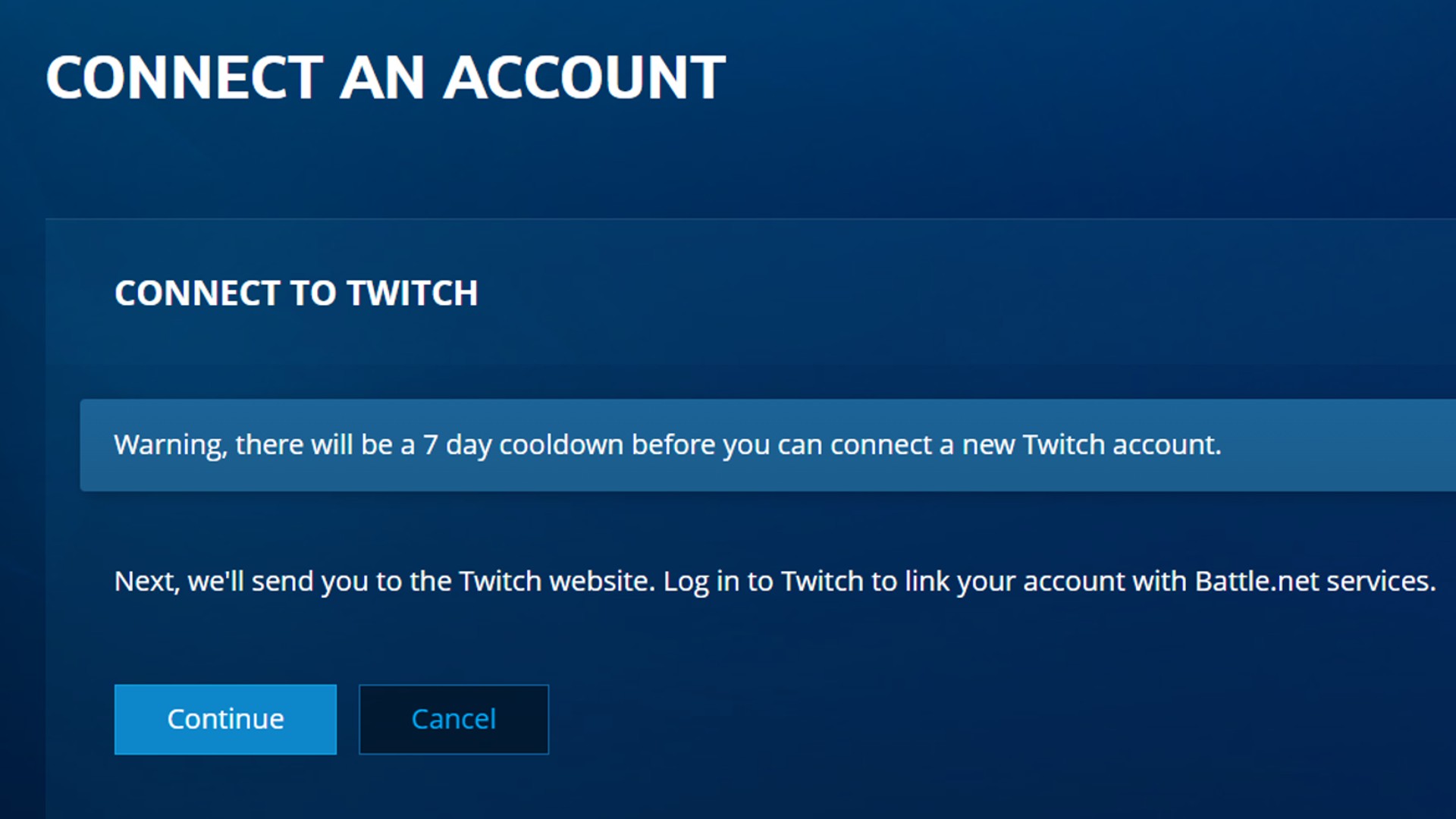 How to claim Twitch drops: An image of the connections screen on Battle.net.