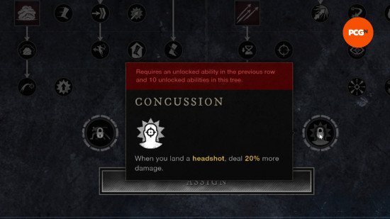 a tooltip showing the concussion passive ability from new world