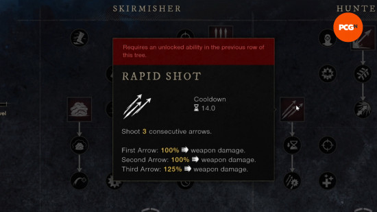 a tooltip showing the rapid shot skill from new world