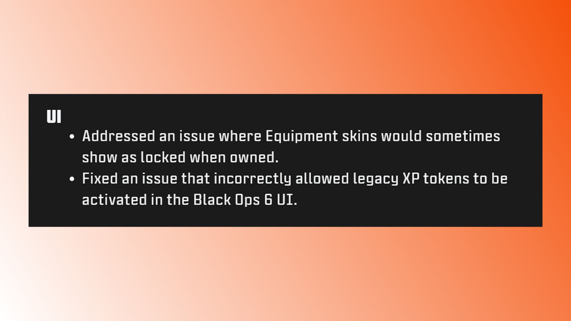 Black Ops 6 xp tokens: patch notes detailing the disabling of BO6 legacy tokens