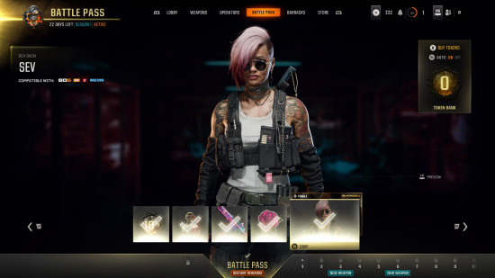 A battle pass view of Sumati Dumas, one of the unlockable rewards in the Black Ops 6 Season 1 battle pass.