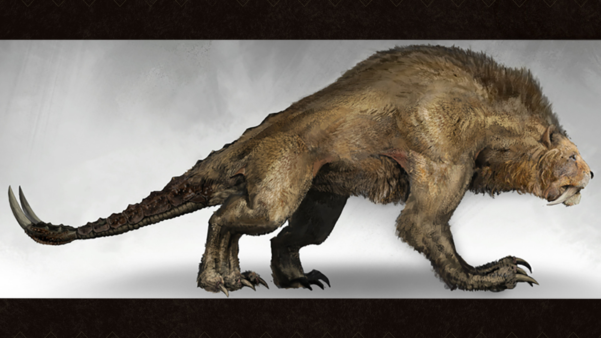 Greedfall 2 - Concept art of a lion-like creature with an armored tail.