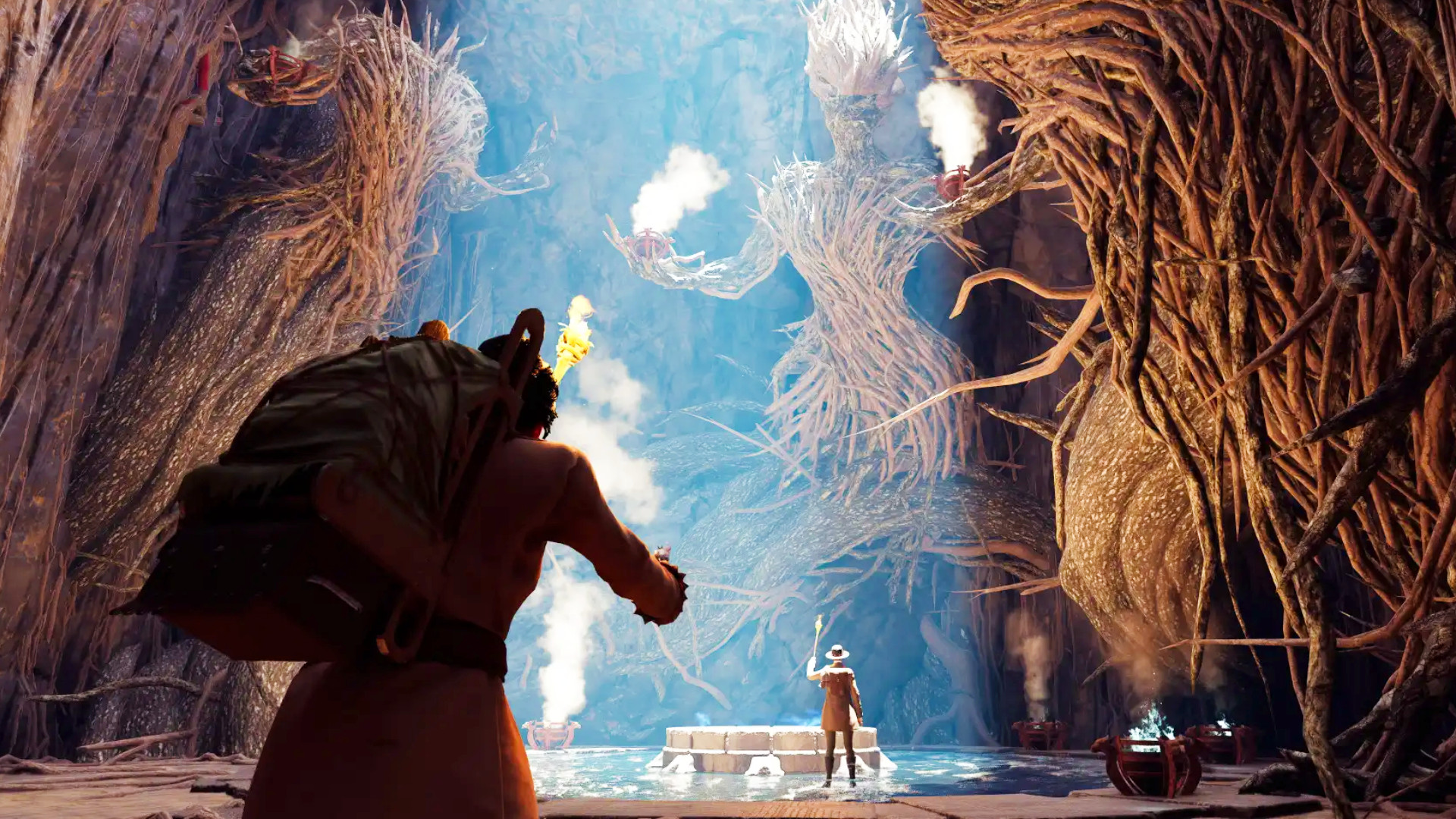 Nightingale - Two players explore a tangle of trees.