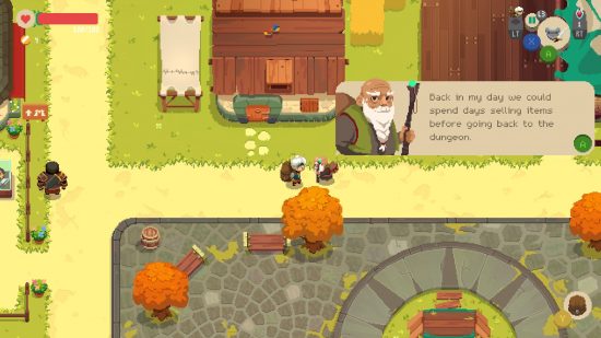 Games like Stardew Valley - Moonlighter: You speak to an old man NPC who says 