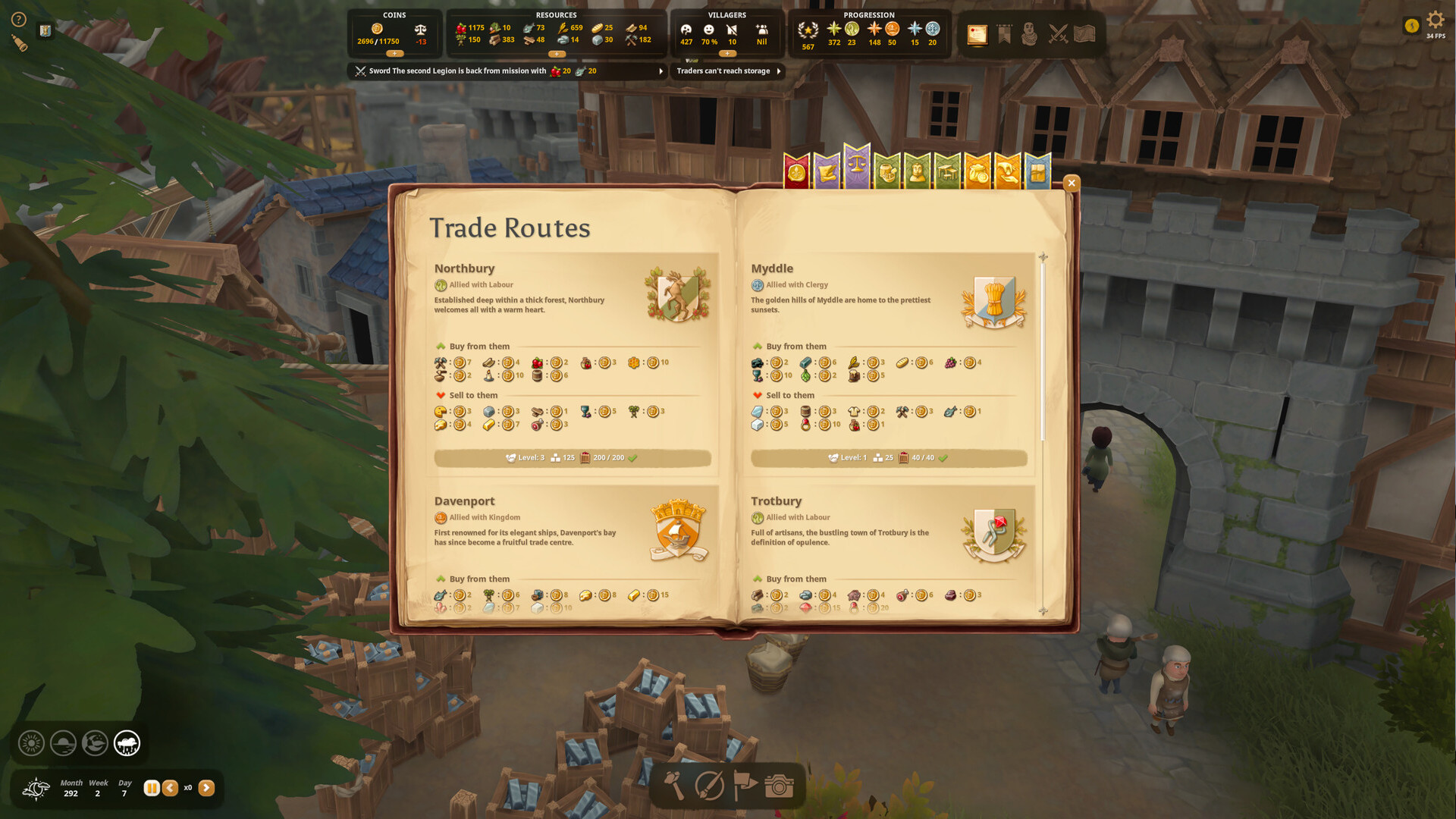 Foundation 1.0 - The player lays out trade routes.