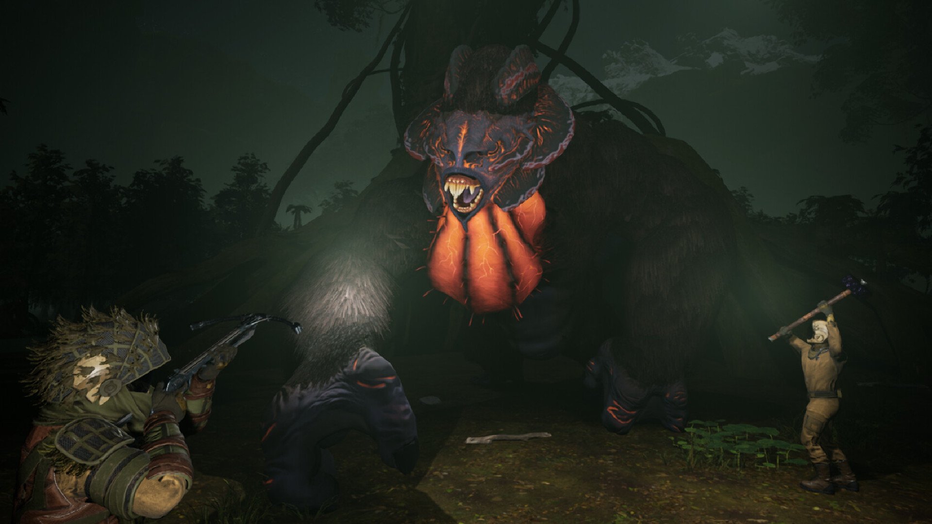 Icarus Great Hunts Campaigns DLC - players face off against a giant behemoth.