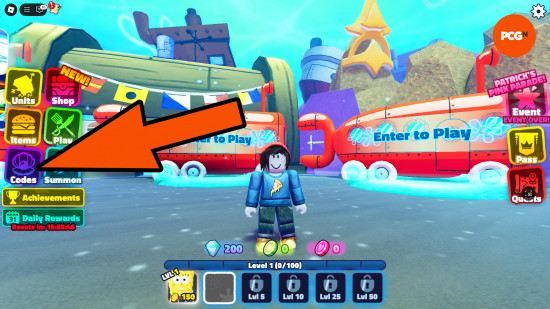 Spongebob Tower Defense codes: the Codes UI button