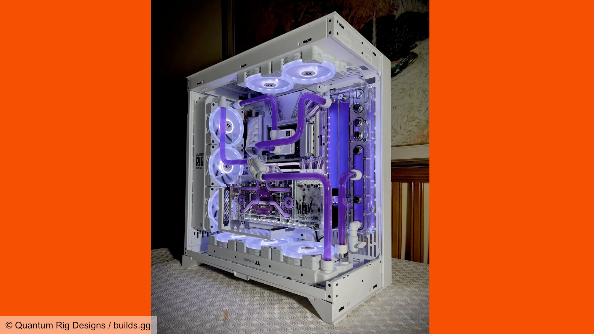 White and purple gaming PC build