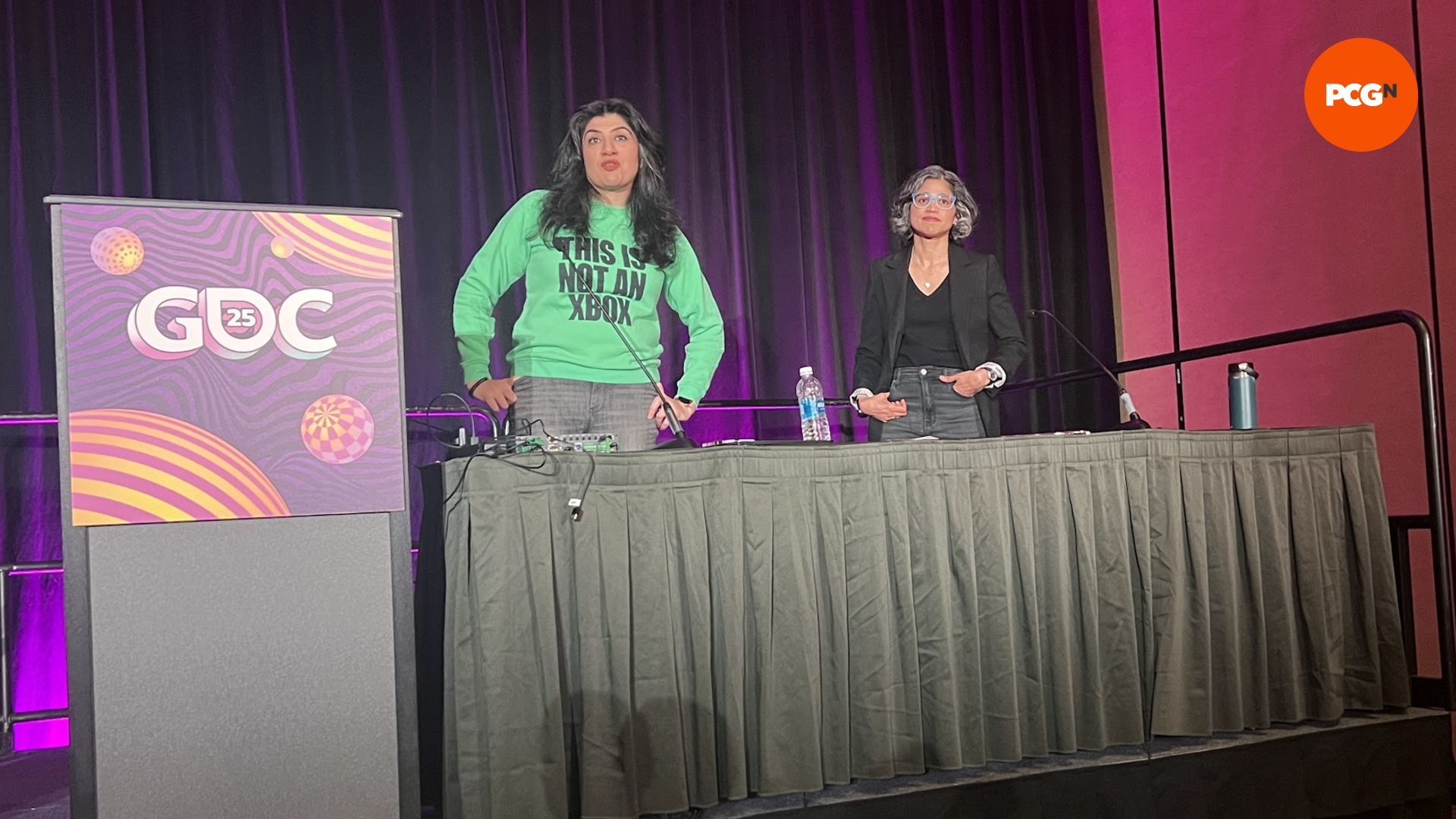 Overwatch 2: A photo of two speakers giving a talk at GDC 2025