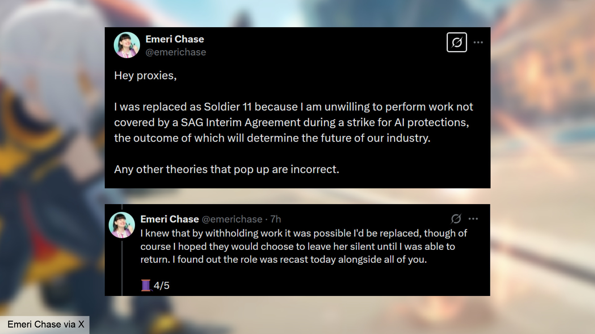 Zenless Zone Zero - Messages from Soldier 11 voice actor Emeri Chase.